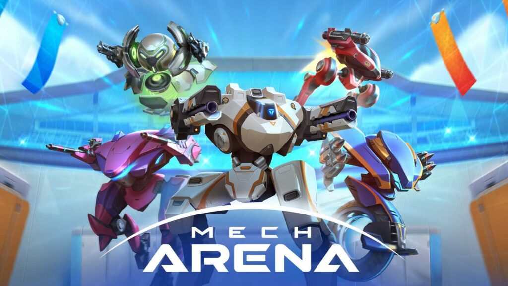 Arte oficial de Mech Arena con diferentes tipos de Mechs personalizados