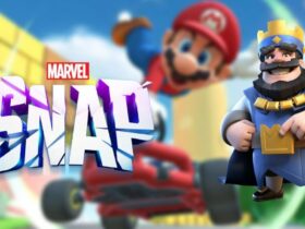 Marvel Snap logo, Clash Royale's King, and Mario Kart Tour cover