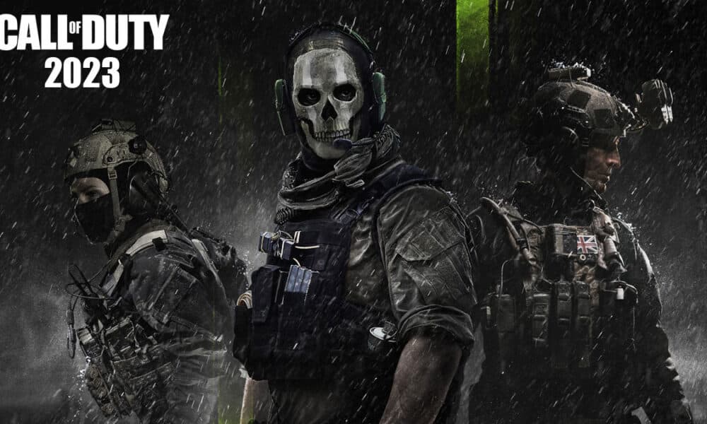 Ghost and Modern Warfare 2 Operators with CoD 2023 logo