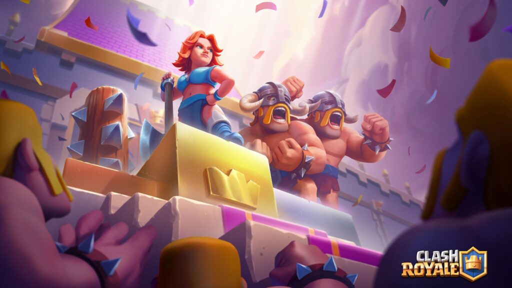 Ilustraciones de Clash Royale con Valkyrie y bárbaros