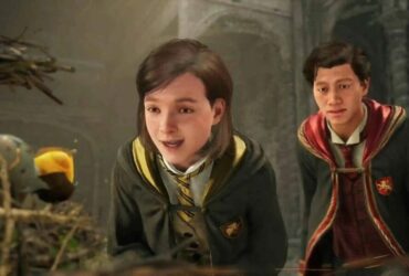 Hogwarts Legacy characters looking at bird