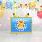 2023 Pokemon Day logo and colored balloons