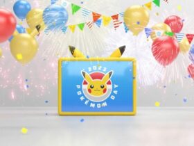 2023 Pokemon Day logo and colored balloons