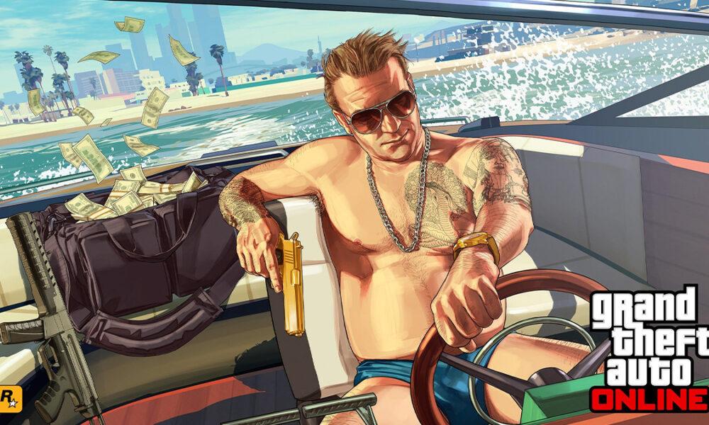 GTA 5 character in speedboat