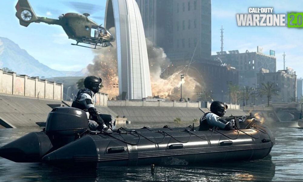 Warzone 2 players riding in boat