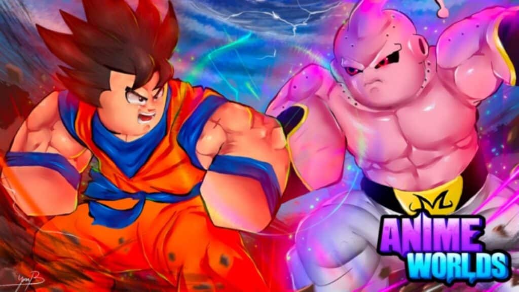 Goku y Majin Buu en Roblox Anime Worlds Simulator