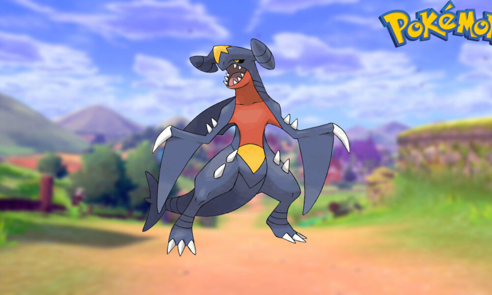 Garchomp in a Pokemon Sword and Shield background