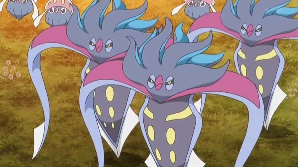 Un grupo de Malamar en el anime Pokémon.