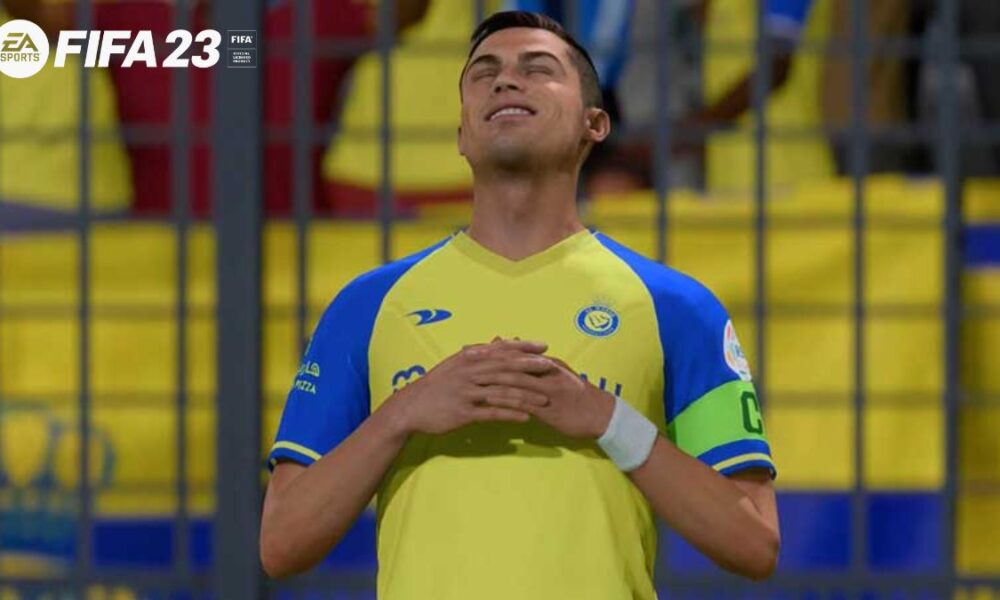 Ronaldo doing nap celebration in FIFA 23