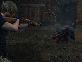 leon fighting the savage mutt in resident evil 4 remake