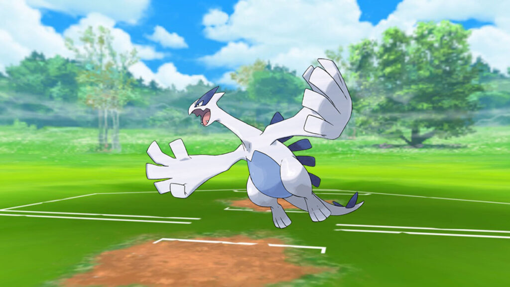 Lugia en un campo de batalla de Pokémon Go