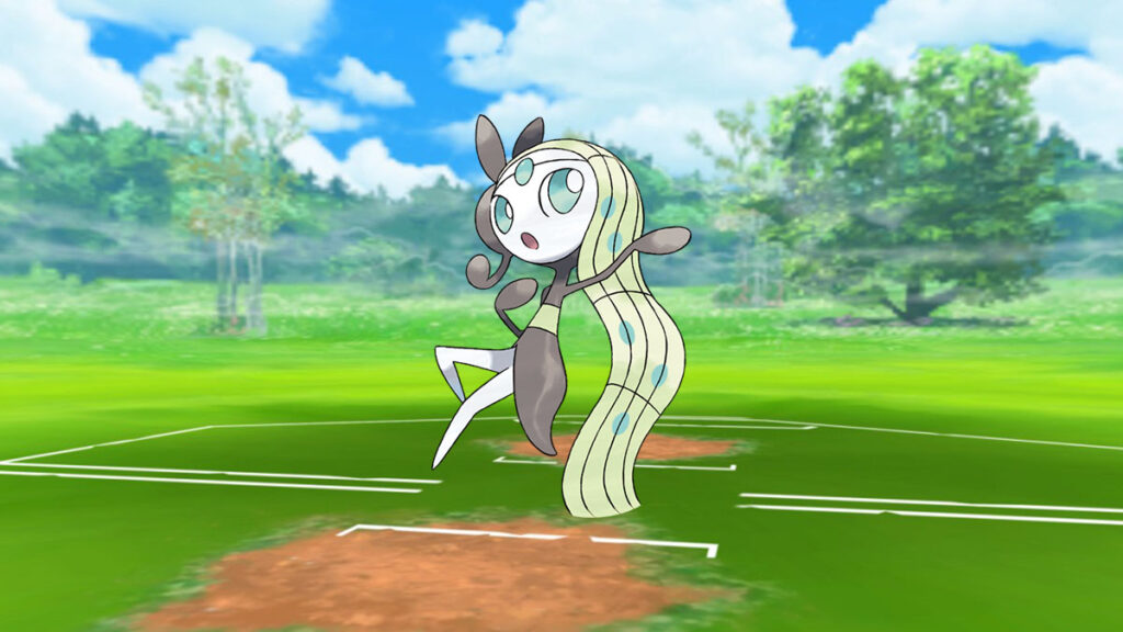 Meloetta en un campo de batalla de Pokémon Go