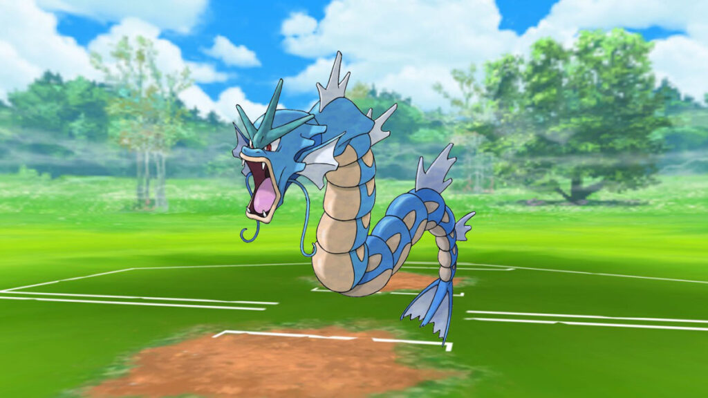 Gyarados en un campo de batalla de Pokémon Go