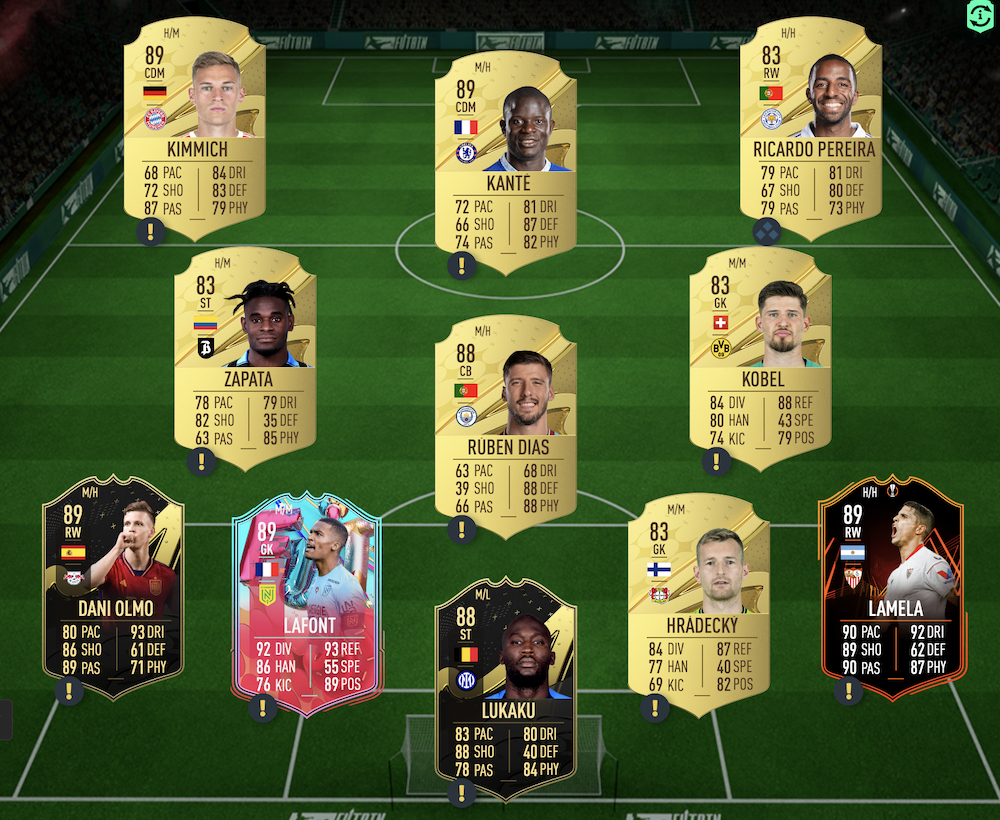 Escuadrón con 88 puntos Solución SBC FIFA 23 Kante