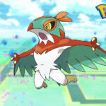 Hawlucha in a Pokemon Go background with logo