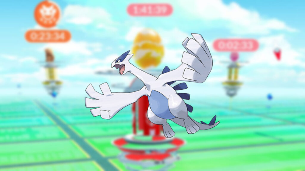 Lugia en un fondo de Pokémon Go Raids