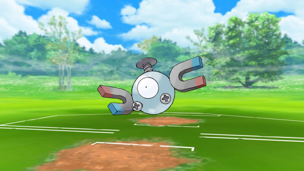 Magnemite en un campo de batalla de Pokémon Go