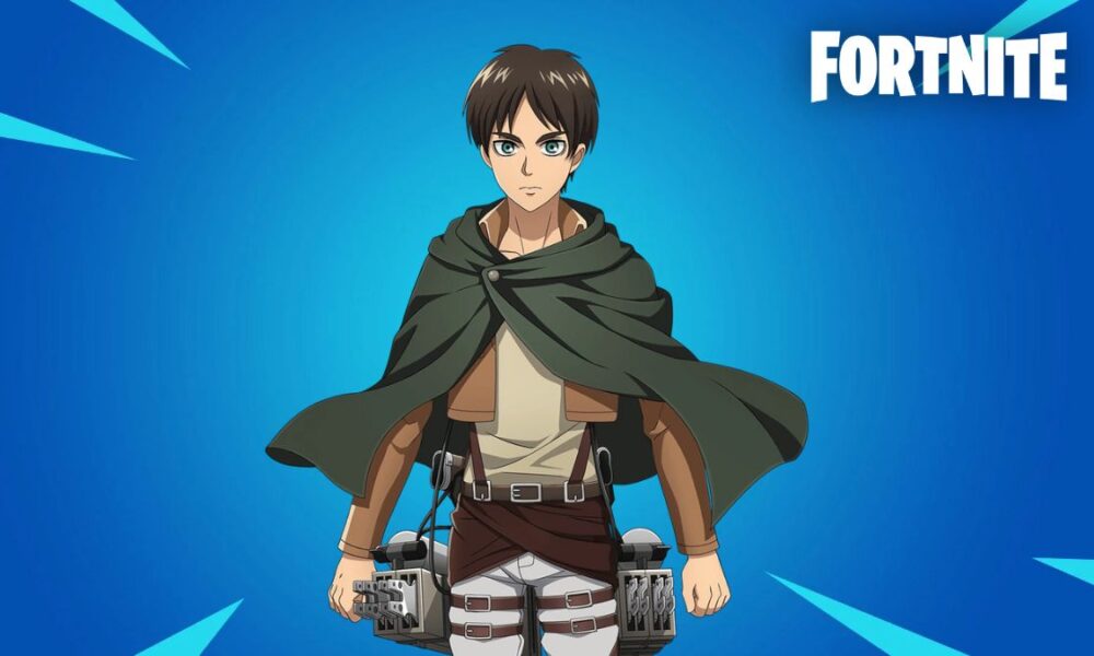 Erin Yeager from Attack on Titan with Fortnite logo