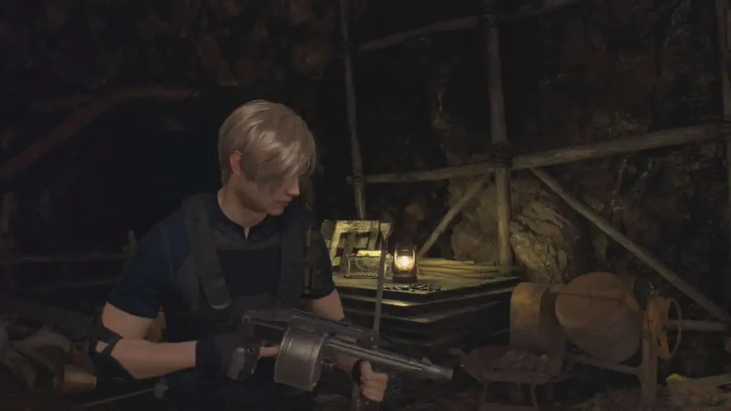 leon sosteniendo la escopeta striker en la nueva versión de re4