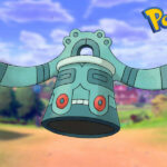 Bronzong in a Pokemon Sword and Shield background