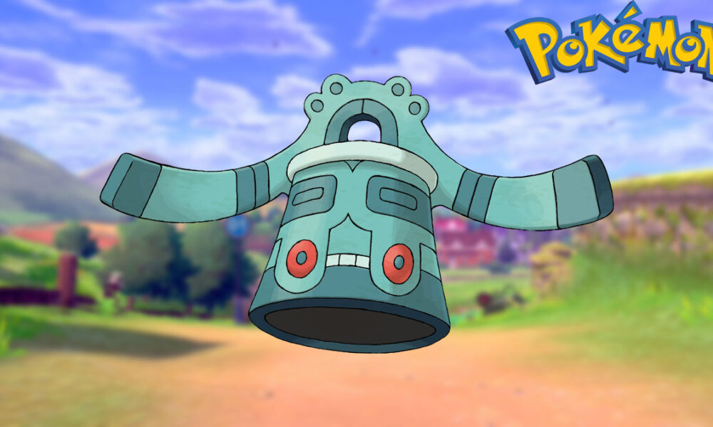 Bronzong in a Pokemon Sword and Shield background