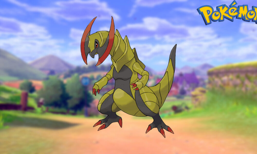 Haxorus in a Pokemon Sword and Shield background