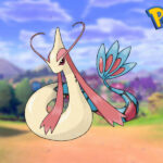 Milotic in a Pokemon Sword and Shield background