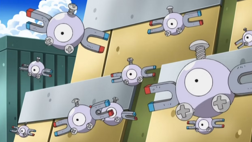 Varios Magnemite en el anime de Pokémon