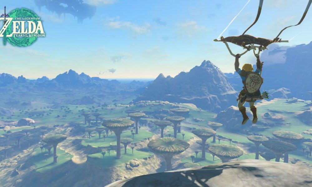 Link flying over map in The Legend of Zelda: Tears of the Kingdom