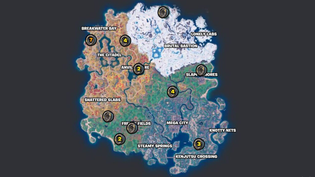 Ubicaciones de neumáticos Fortnite