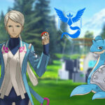 Blanche and Lapras in a Pokemon Go Research background