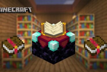 Enchanted books and table in Minecraft