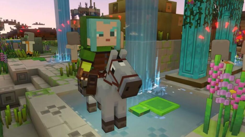 Personaje de Minecraft Legends en la montura