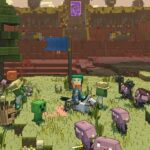 Minecraft Legends character surrounded by mobs