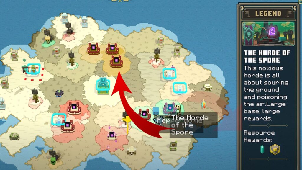 Bases de Piglin marcadas en el mapa de Minecraft Legends