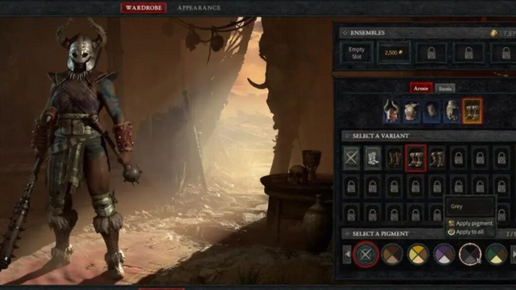 El guardarropa de un jugador en Diablo 4