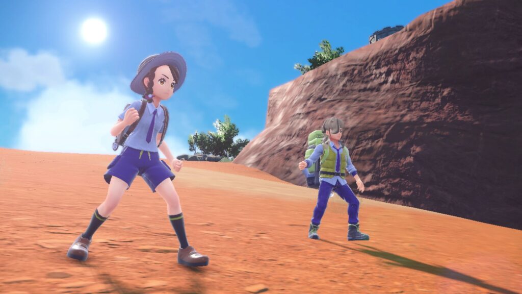 Captura de pantalla de Pokémon Scarlet y Violet con Trainer y Arven