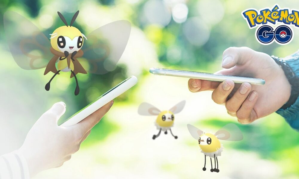 Cutiefly and Ribombee with Pokemon Go players