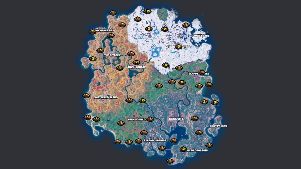 Fogatas marcadas en el mapa de Fortnite