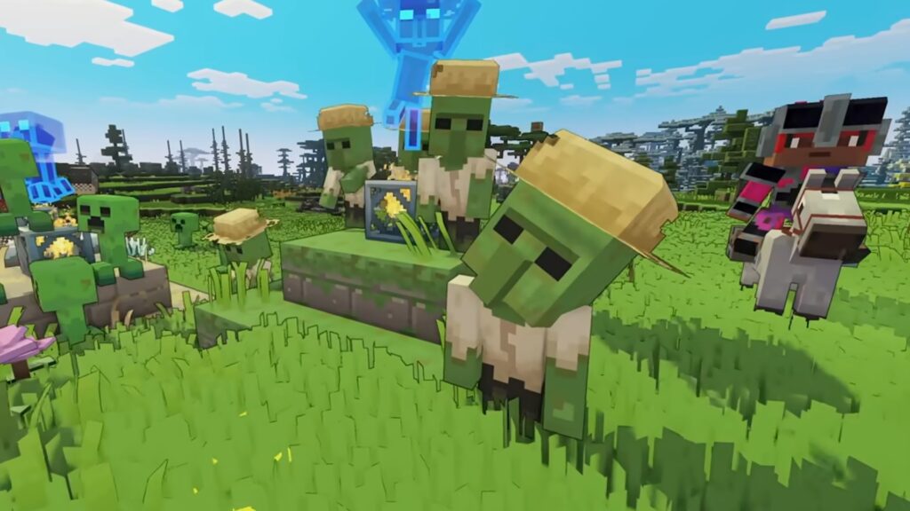 Creepers en una granja de Minecraft Legends