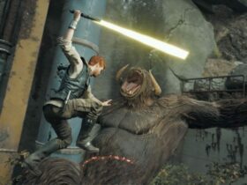 Cal Kestis fighting monster in Star Wars Jedi: Survivor