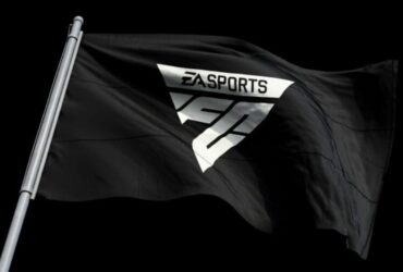 EA Sports FC logo on black flag