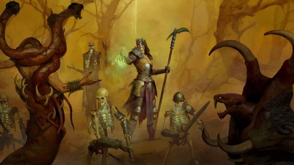 Arte oficial de Diablo con nigromantes y muertos vivientes