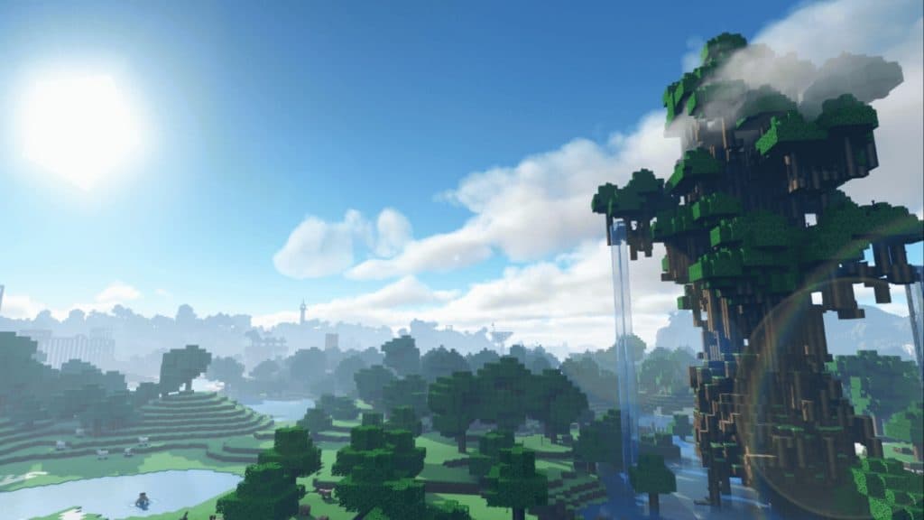 Un hermoso paisaje en Minecraft.