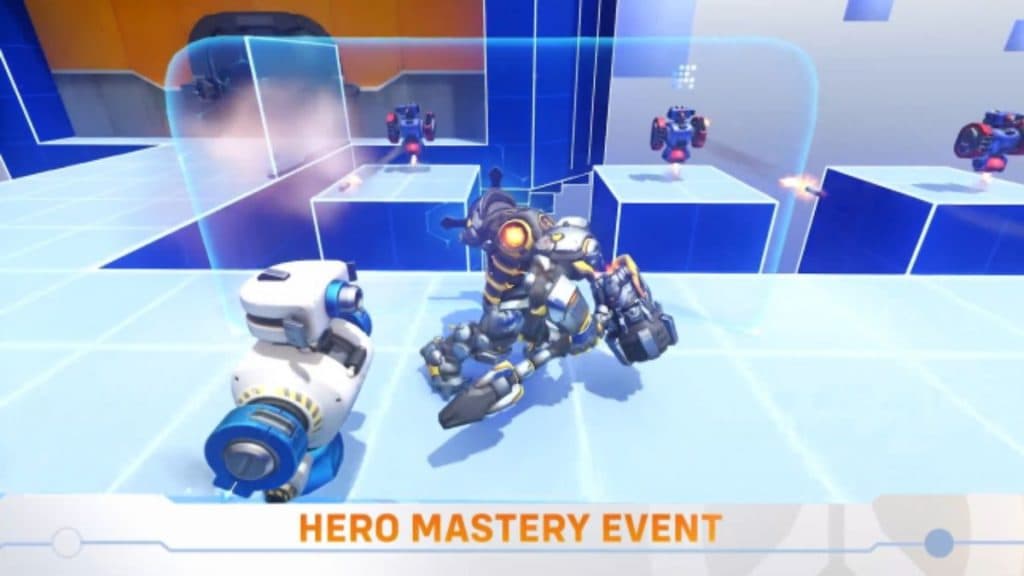 Reinhardt bloqueando tiros en Overwatch 2 Hero Mastery