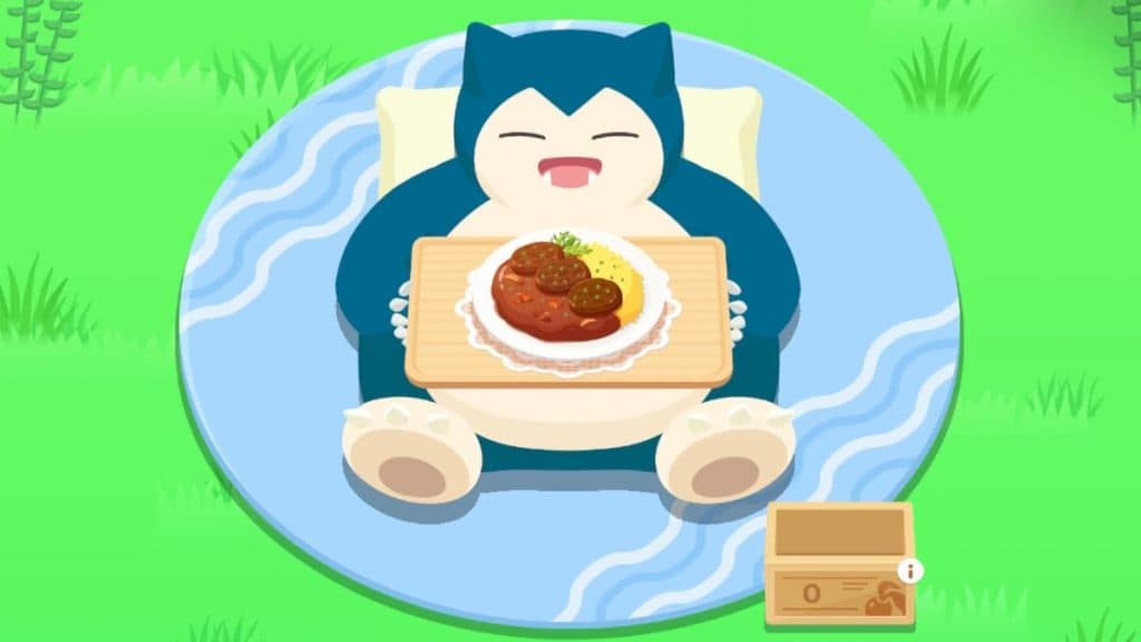 pokemon dormir snorlax comiendo una comida