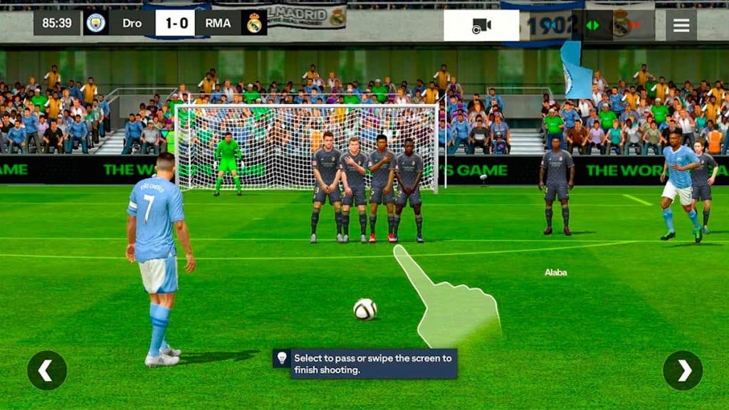 Partido beta limitado de EA FC Mobile entre Manchester City y Real Madrid