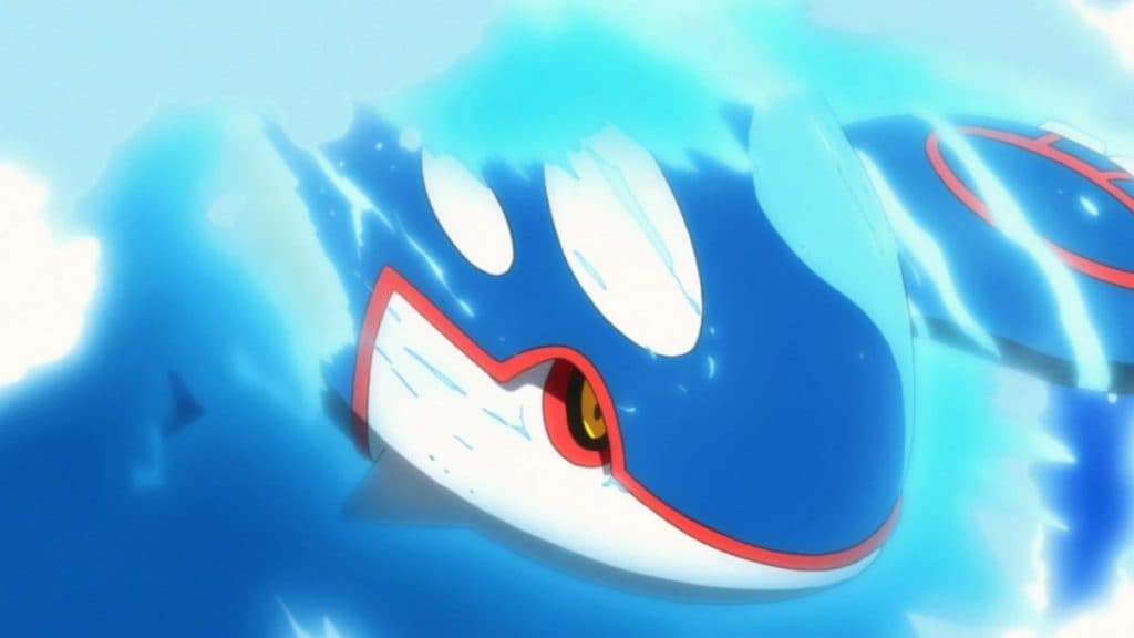 pokemon go mejores atacantes especie kyogre tomando una zambullida en el océano.