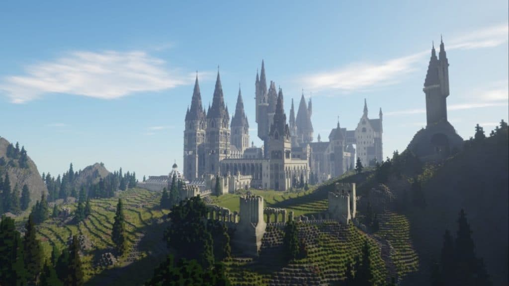 Castillo de Hogwarts en el mod de Brujería y Hechicería.