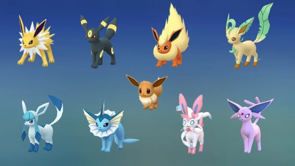 imagen de pokemon go eevee todas las evoluciones